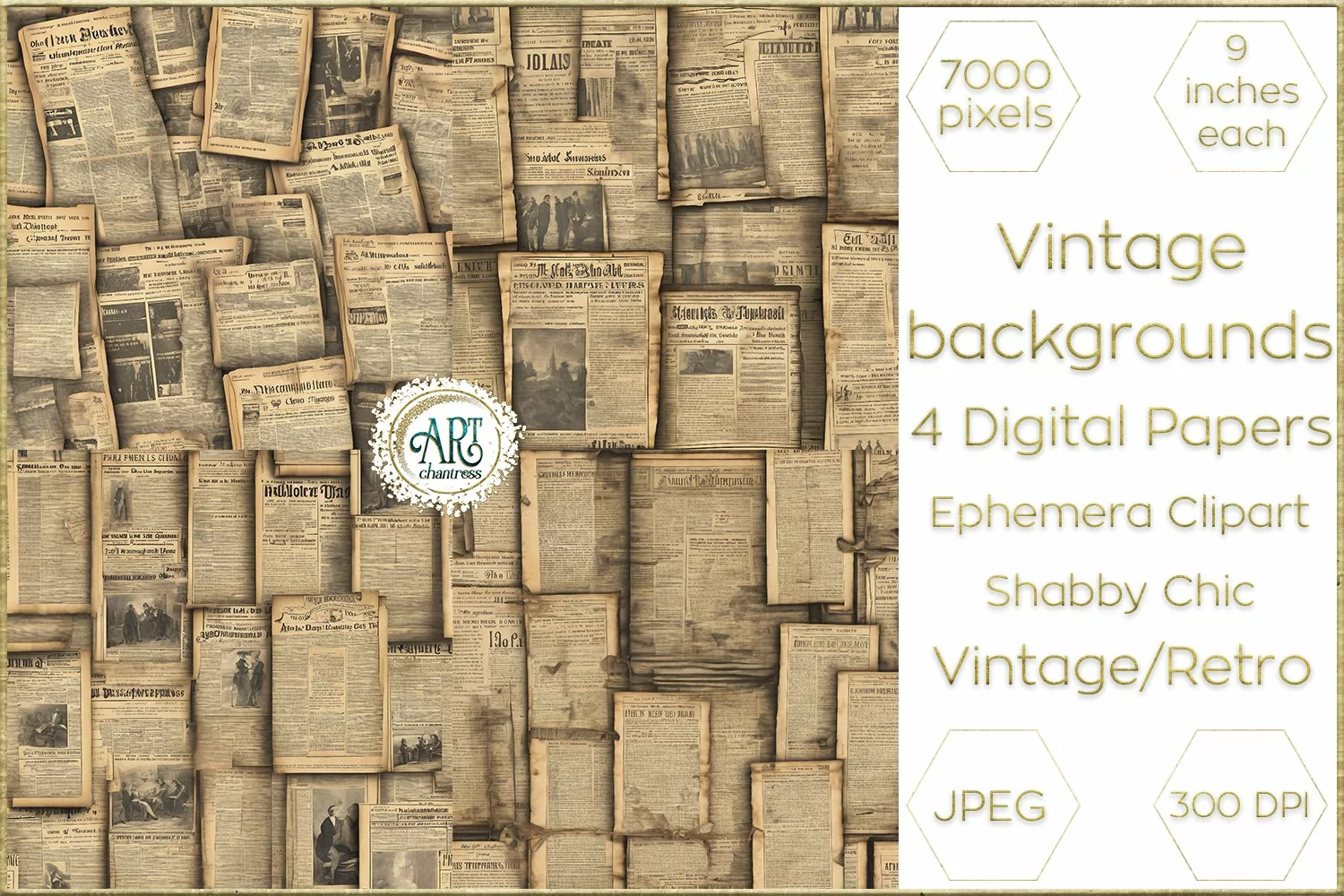 Victorian Scrapbook Old Newspaper digital paper soft texture product image 1