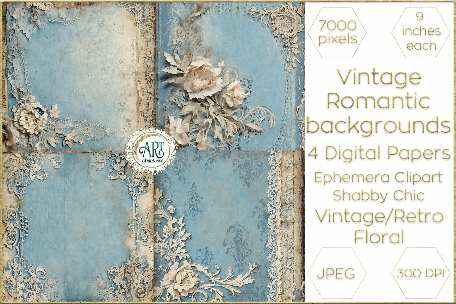 Watercolor Vintage Old Book Pages Floral Digital Paper Decor product image 1