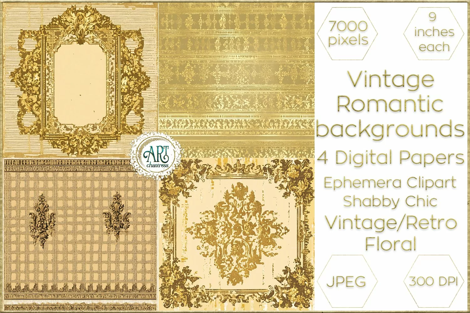 Vintage Retro Frame Papers backgrounds Ephemera Shabby Chic product image 1