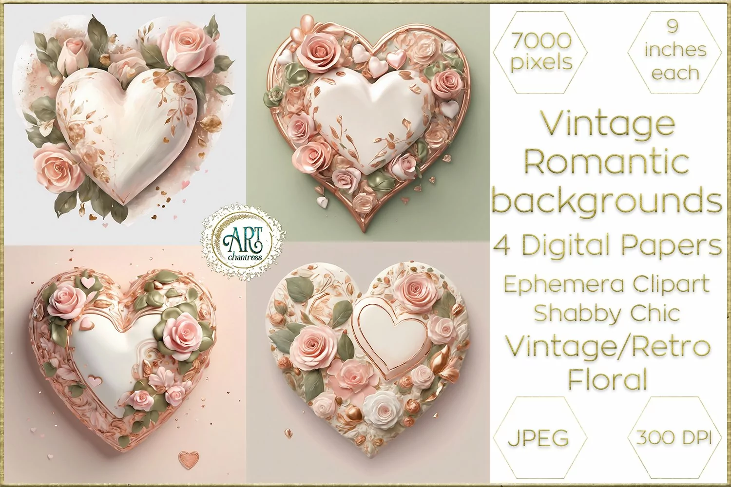 Bouquet of Roses Valentines Day Digital Papers Flowers Decor product image 1
