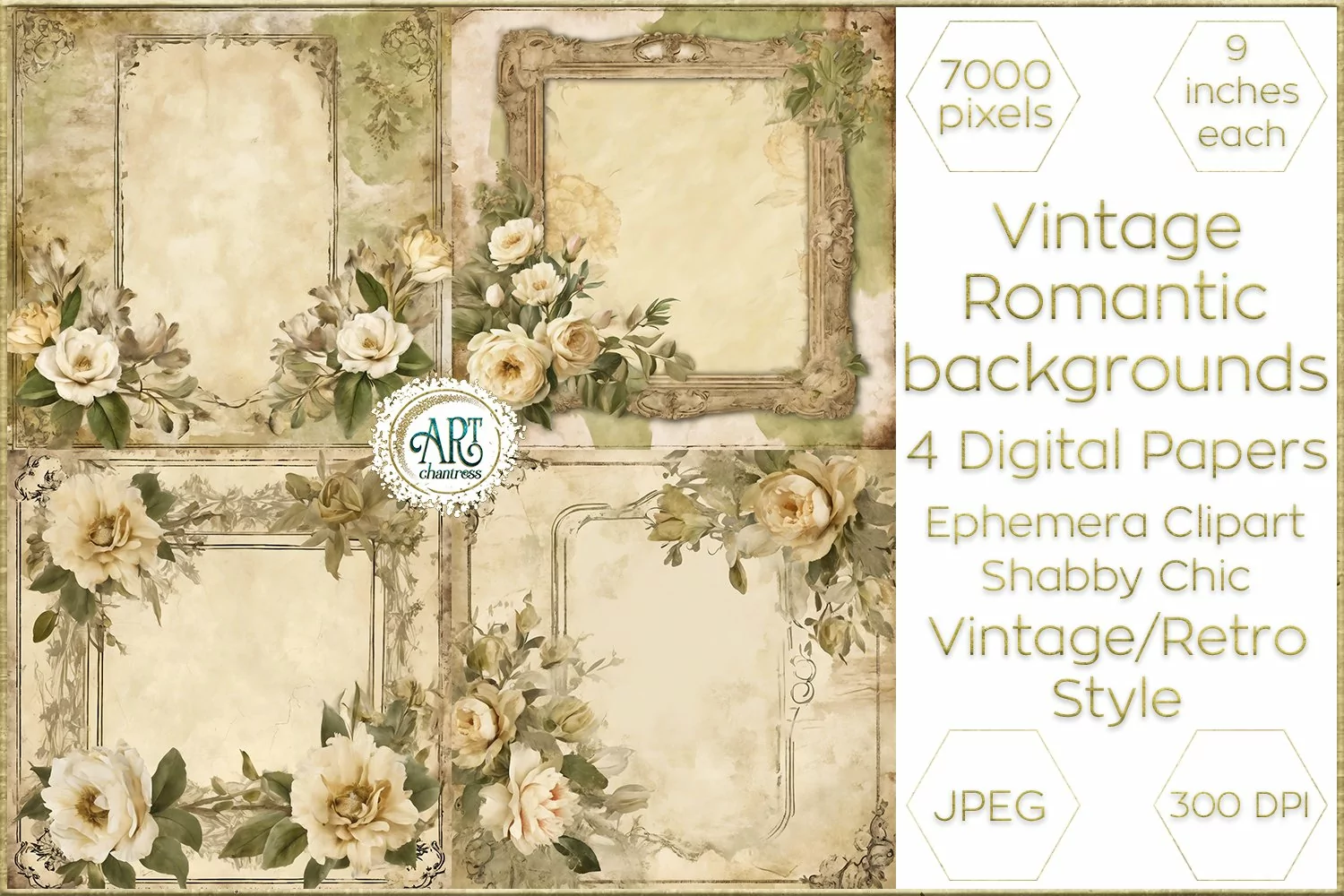 Victorian Scrapbook digital papers soft textures shabby chic product image 1