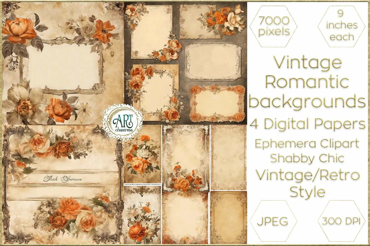 Victorian Scrapbook digital papers soft textures shabby chic product image 1