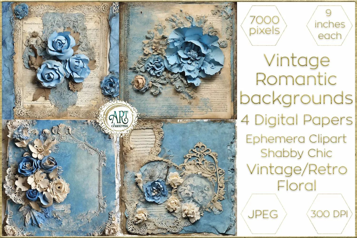 Vintage Classic digital papers Bohemian frames old textures product image 1