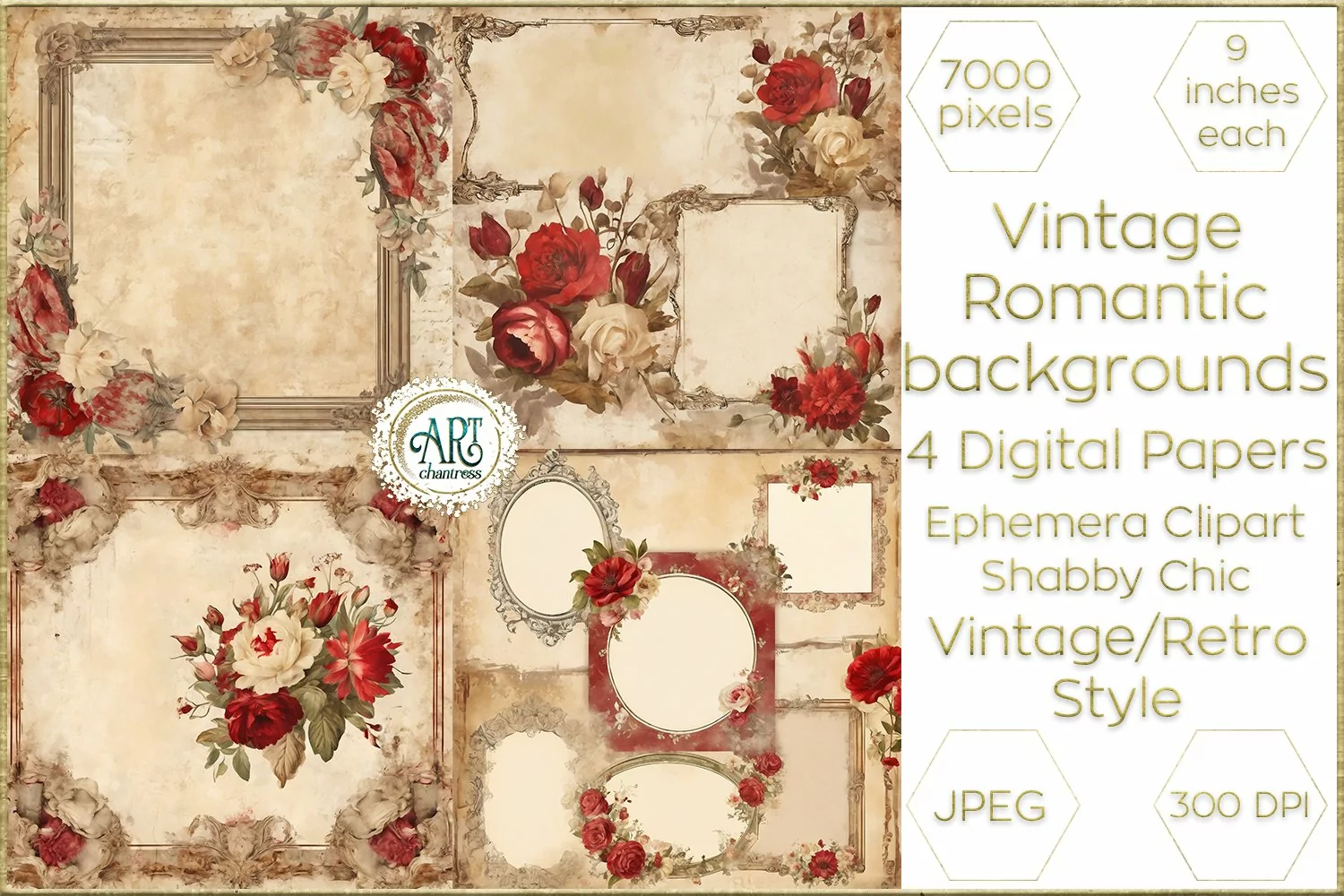 Victorian Scrapbook digital papers soft textures shabby chic product image 1