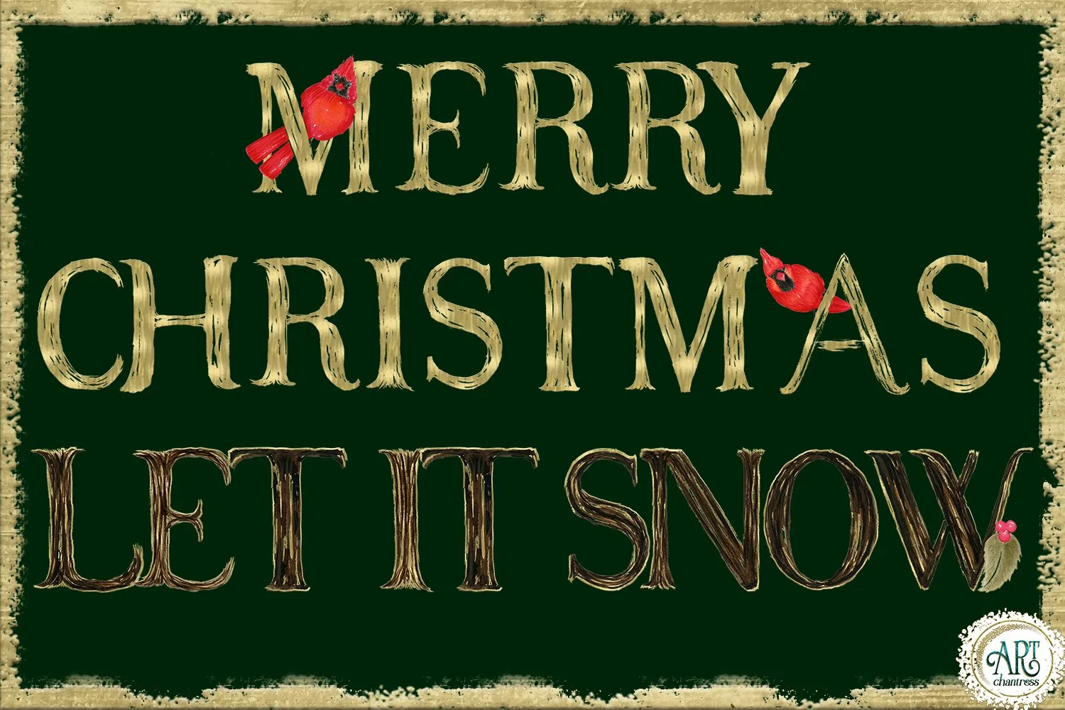Christmas Winter Red Cardinals Alphabet Clipart Sublimation product image 1