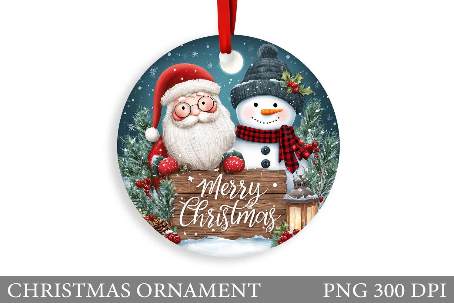 Santa Claus Christmas Ornament. Snowman Christmas Ornament product image 1