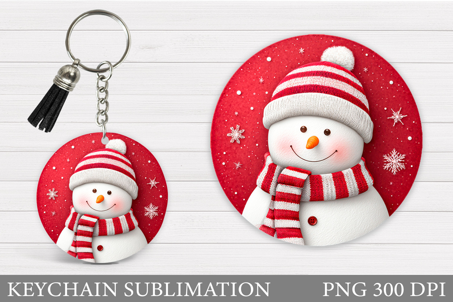 Christmas Snowman Keychain. Christmas Keychain Sublimation product image 1