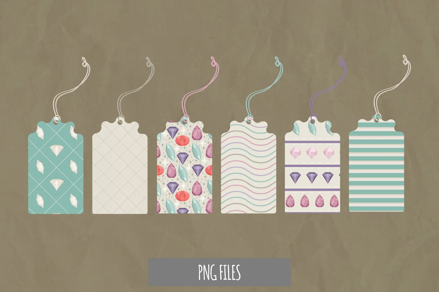 Diamond with Vintage Color Seamless Pattern Shaped Tags product image 1