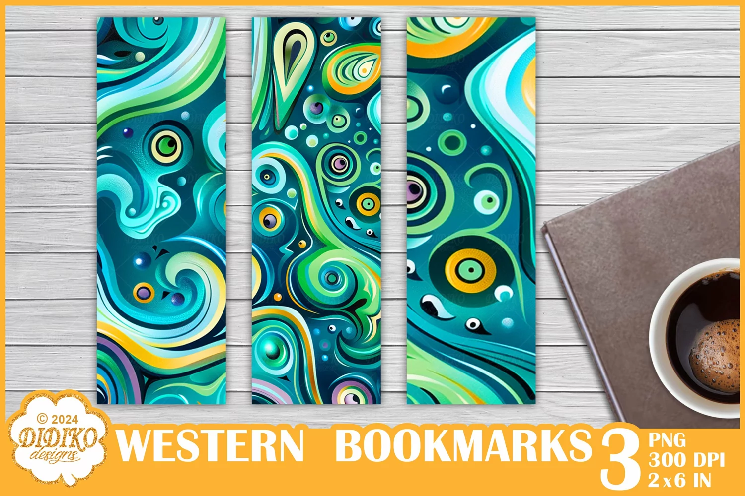 Western Bookmark Sublimation, Alcohol Ink Bookmarks Png product image 1
