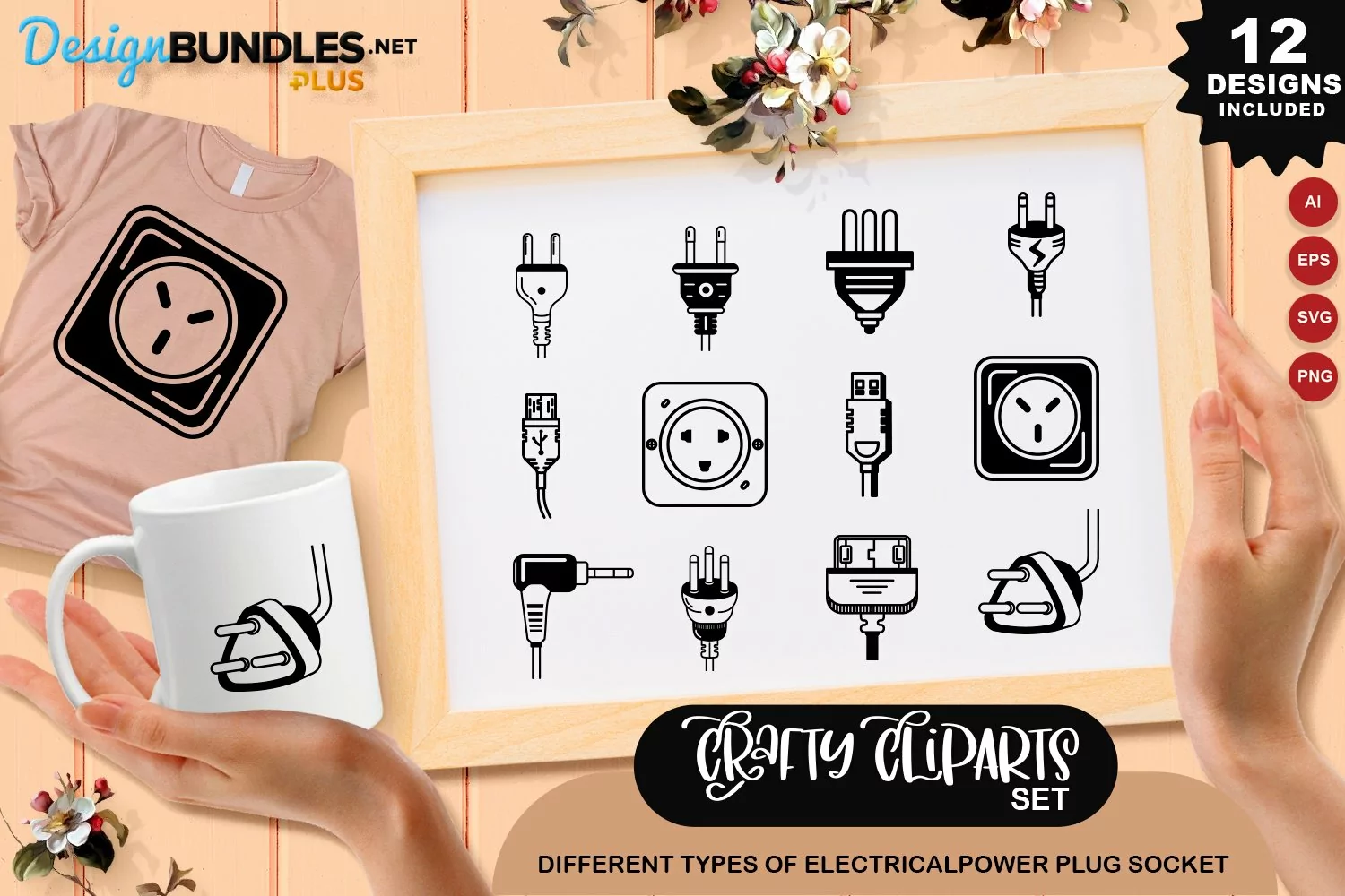 Different Types Of Electrical Power Plug Sockets Clipart Set product image 1