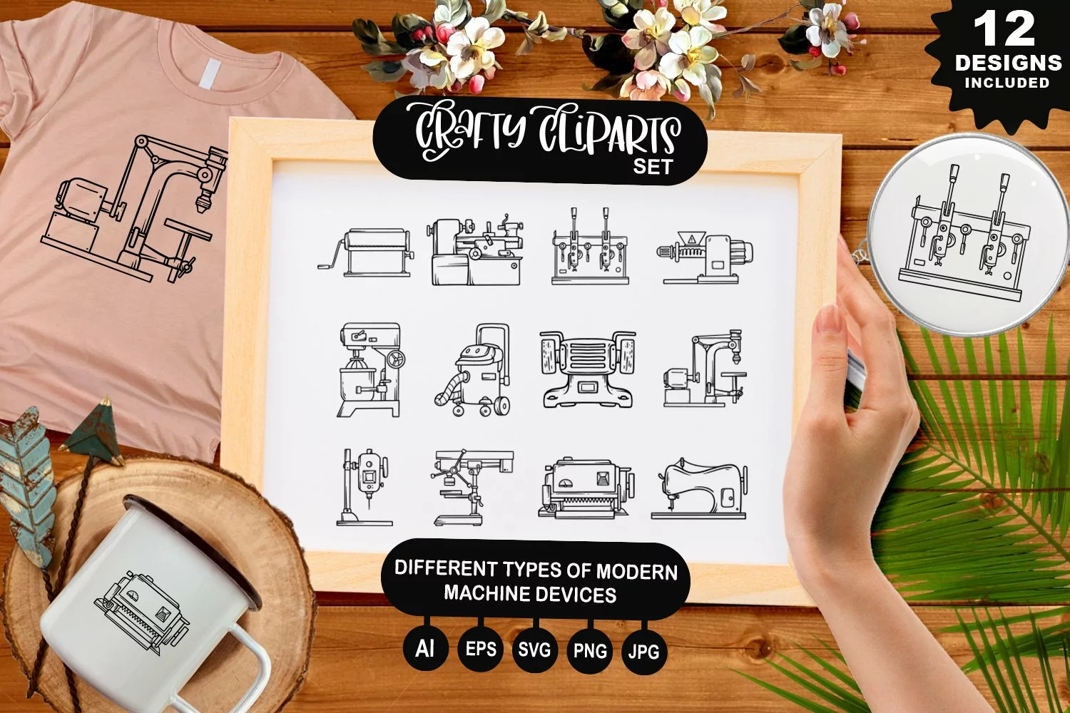 Different Types Of Modern Machine Devices Clipart Set product image 1