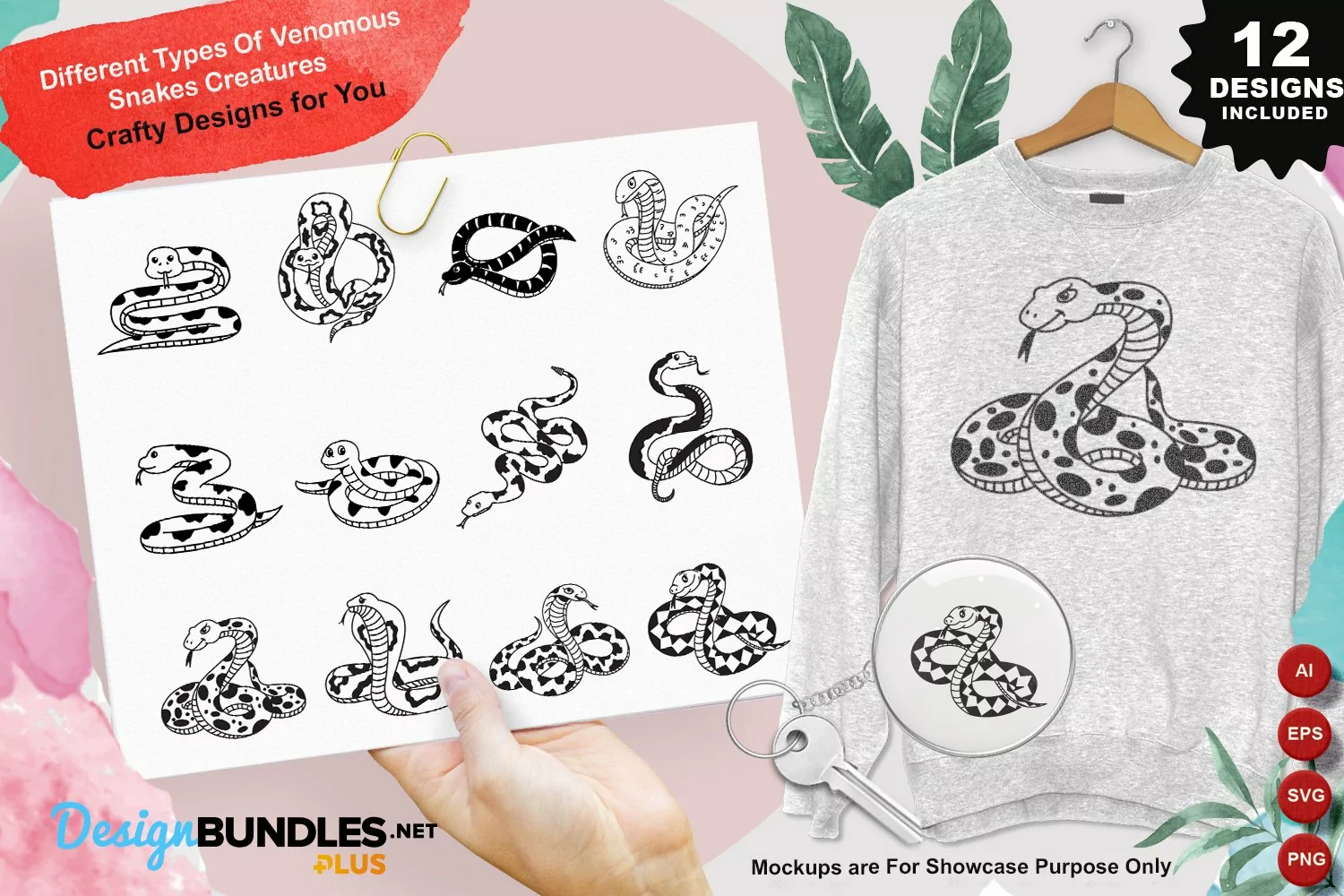 Different Types Of Venomous Snakes Creatures Clipart Set product image 1