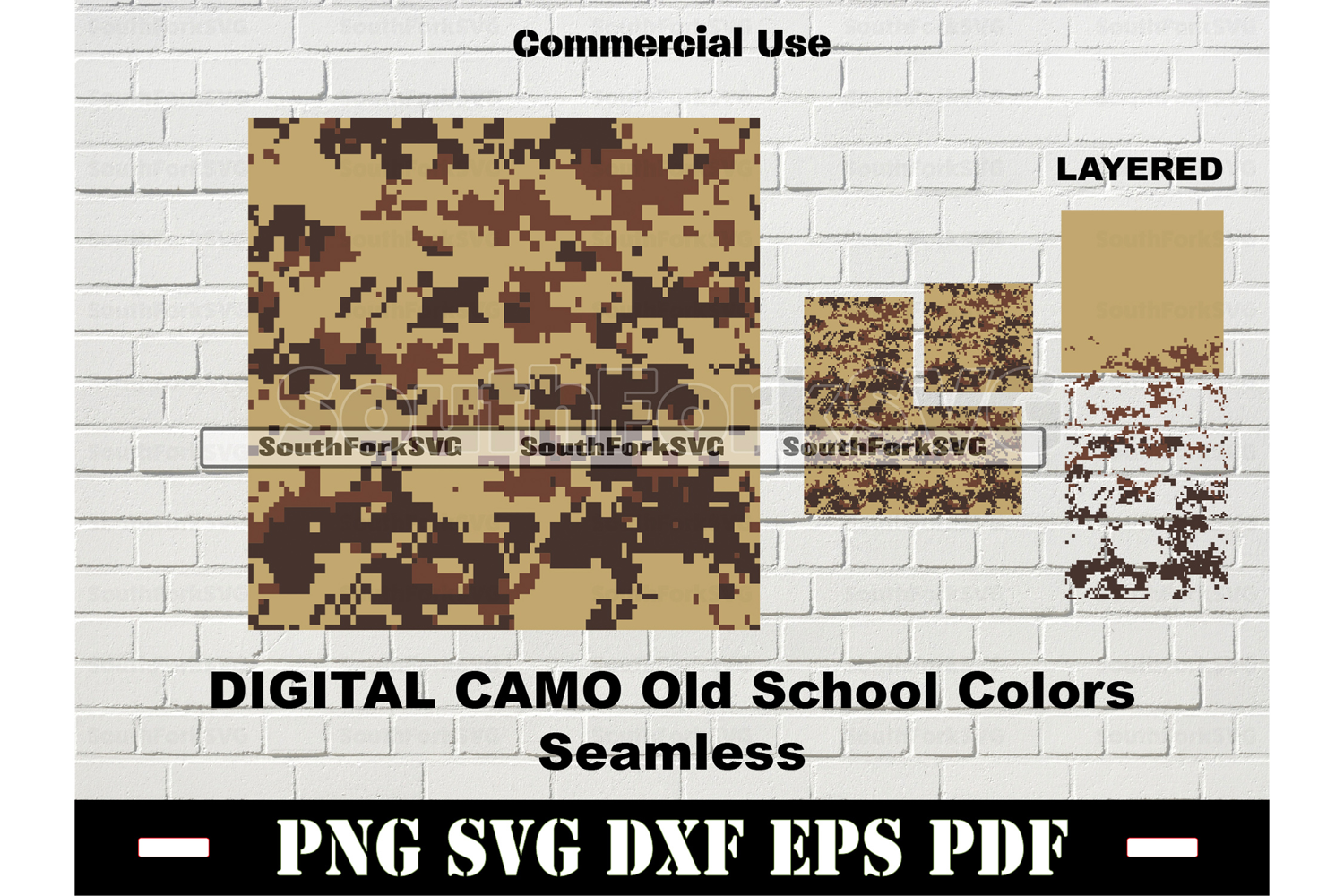 Old School Colors Digital Camo Pattern SVG PNG DXF EPS PDF product image 1