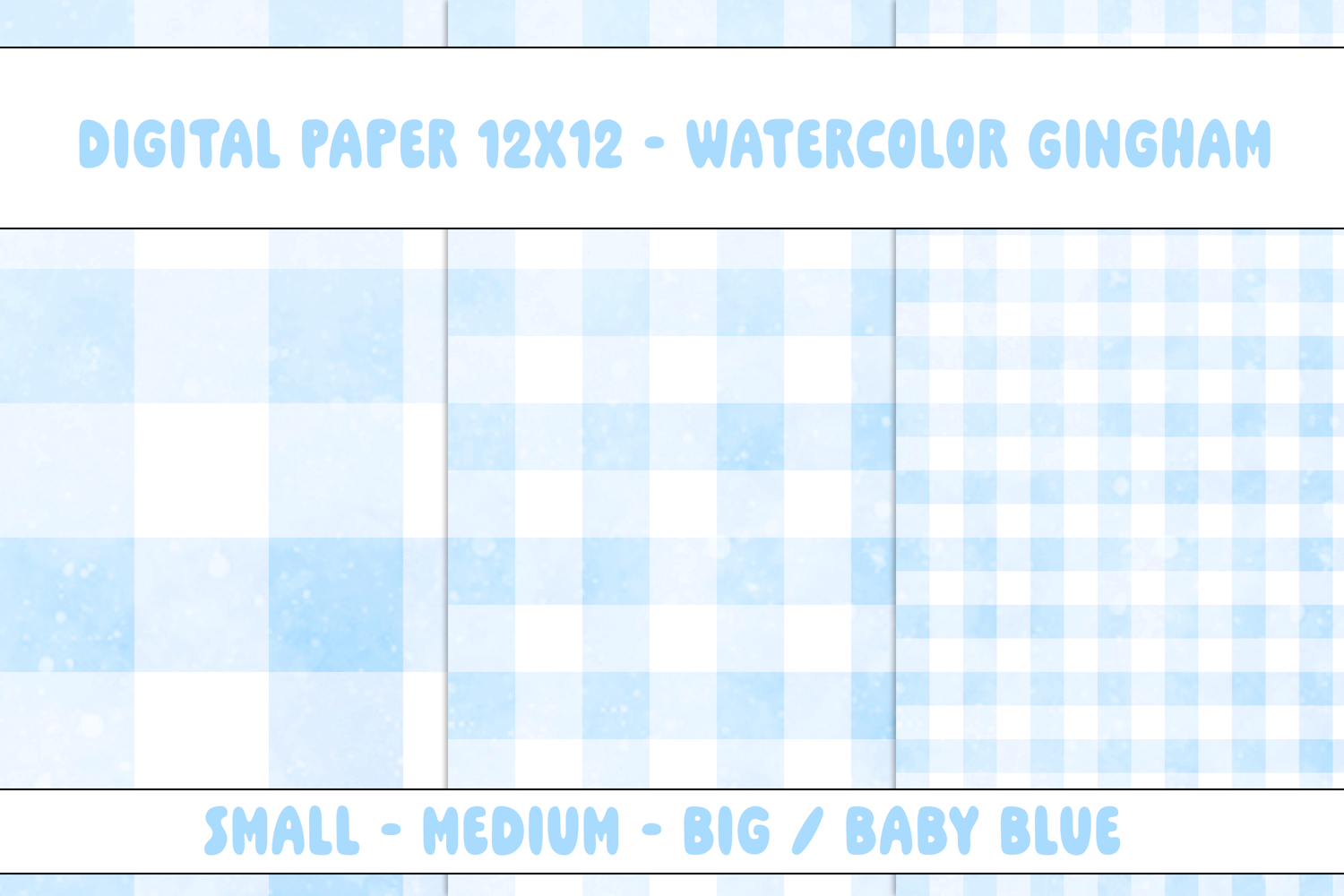 Gingham 1 Watercolor Baby Blue and White | Patterns | Papers product image 1