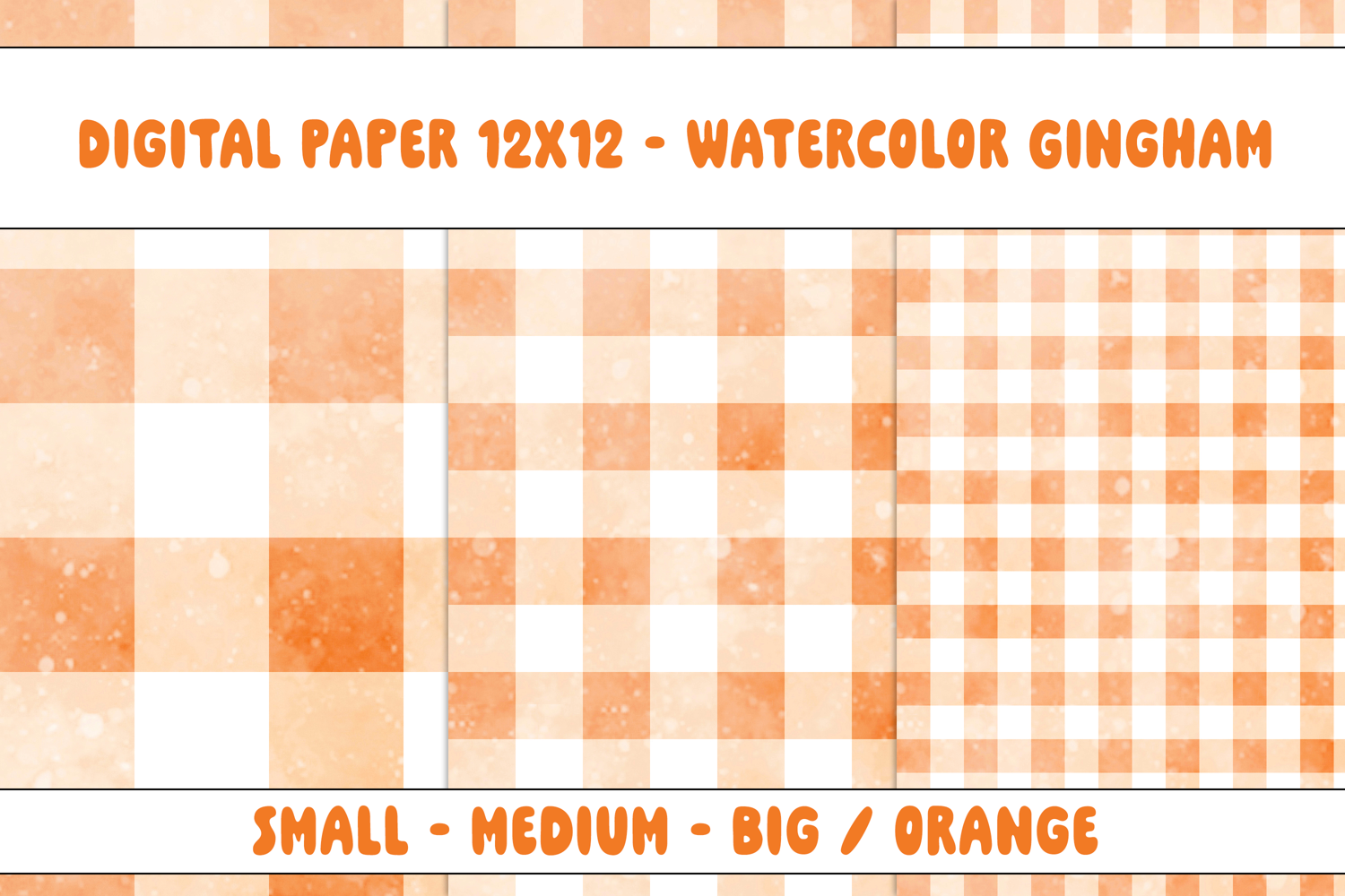 Gingham 1 Watercolor Orange and White | Patterns | Papers product image 1