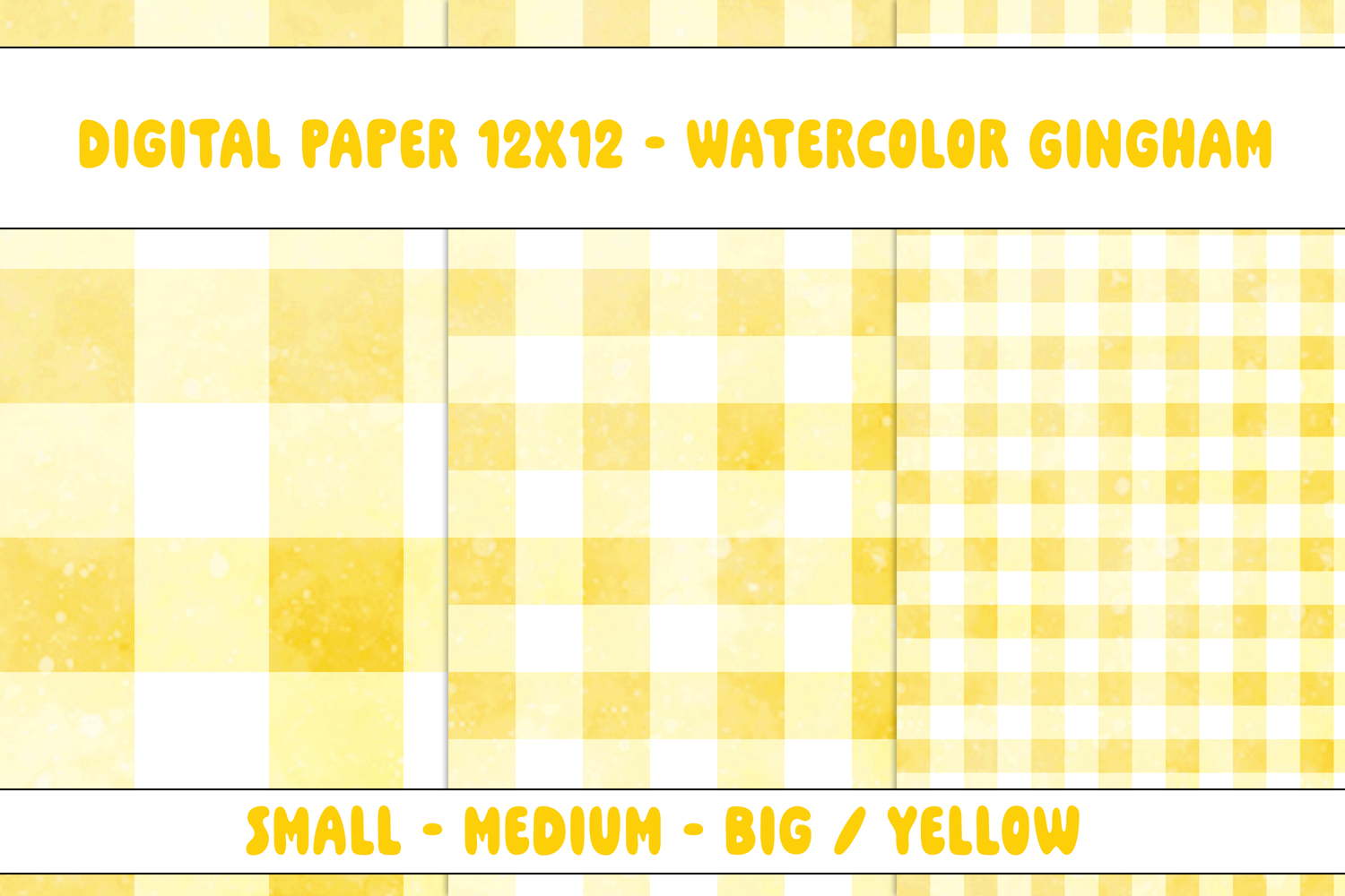 Gingham 1 Watercolor Yellow and White | Patterns | Papers product image 1