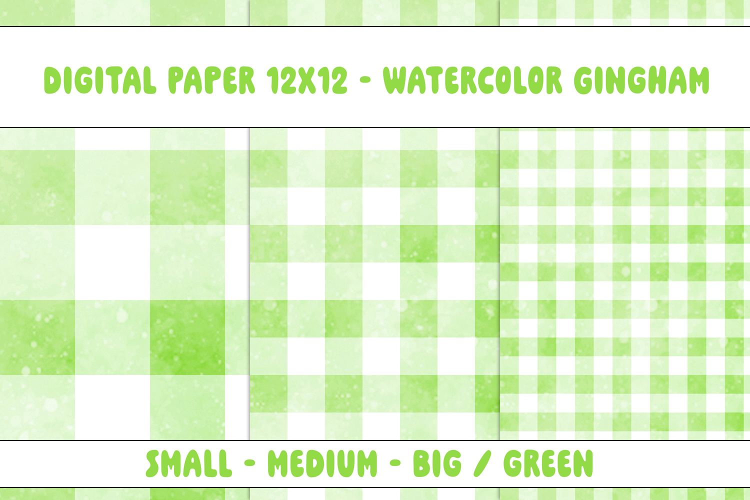Gingham 1 Watercolor Green and White | Patterns | Papers product image 1