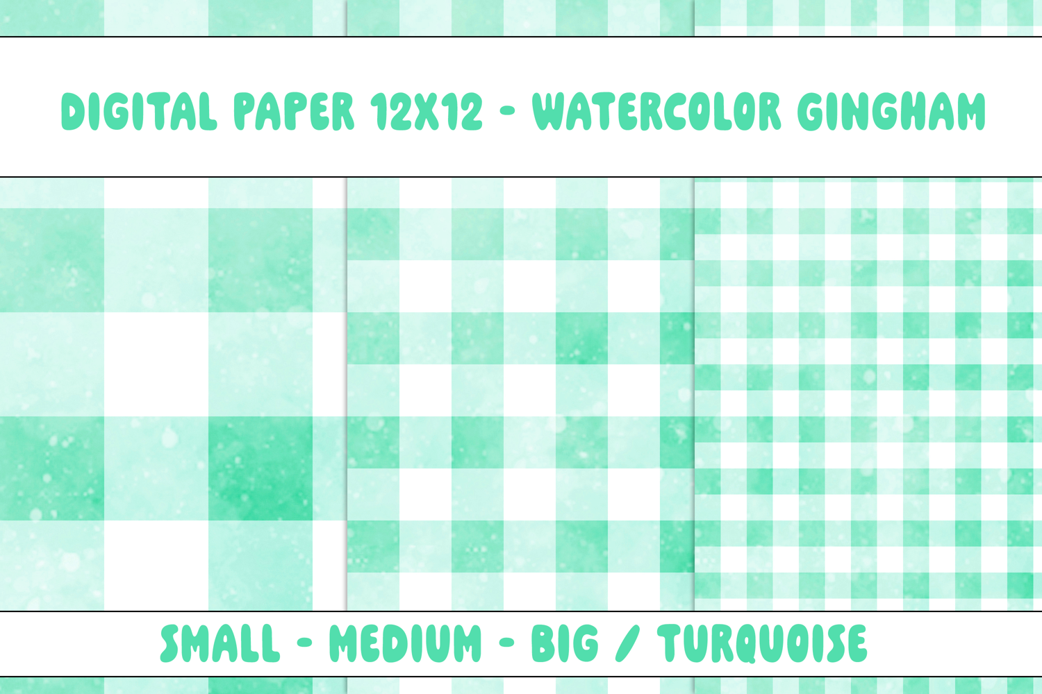 Gingham 1 Watercolor Turquoise and White | Patterns | Papers product image 1