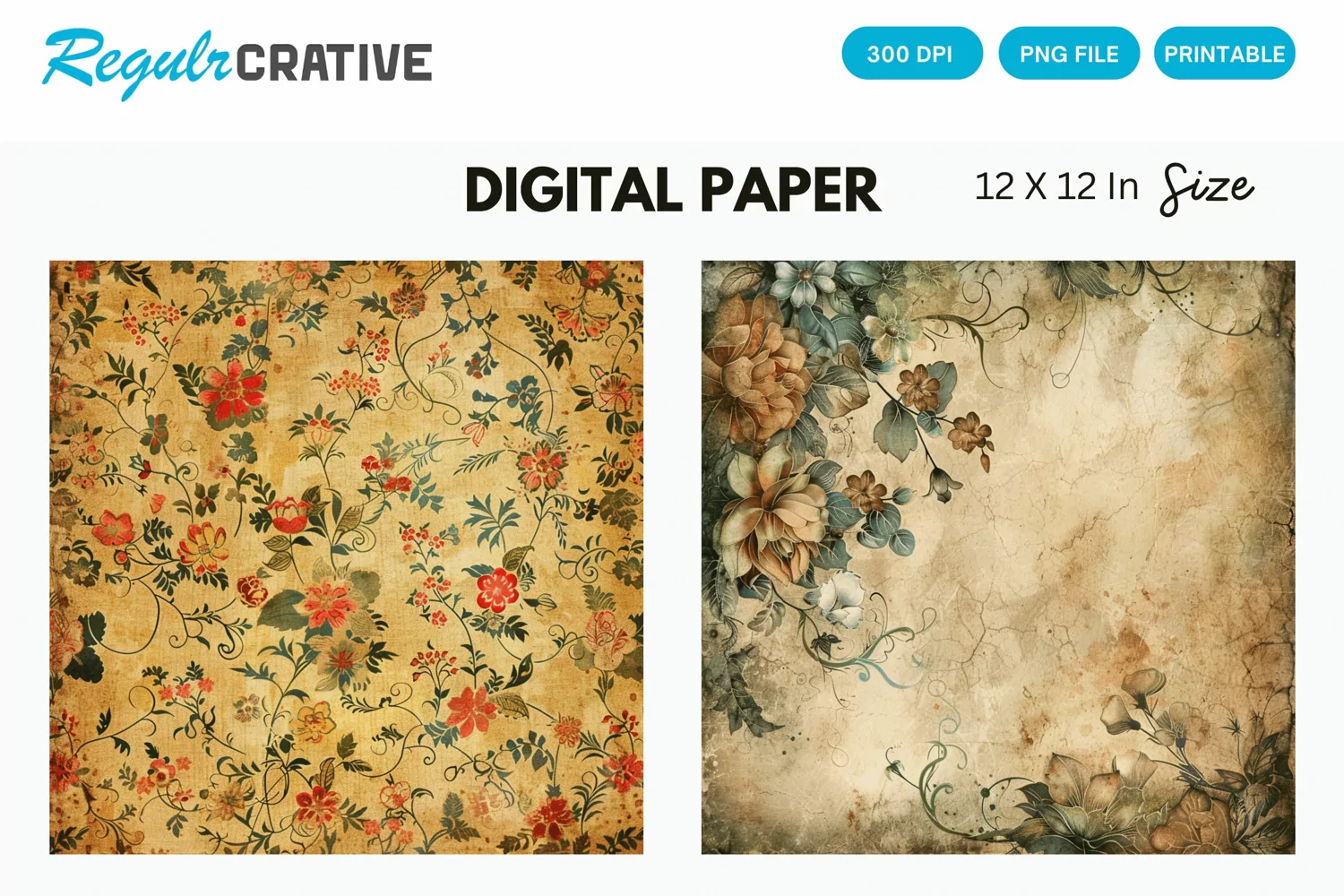 Vintage Seamless Digital Paper, Vintage Pattern Background product image 1