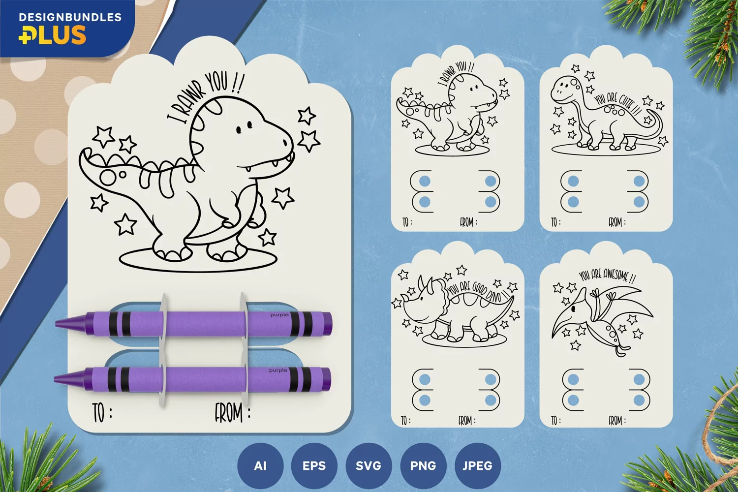 Baby Dinosaurs A5 Coloring Page and Crayon Holder Papercut product image 1