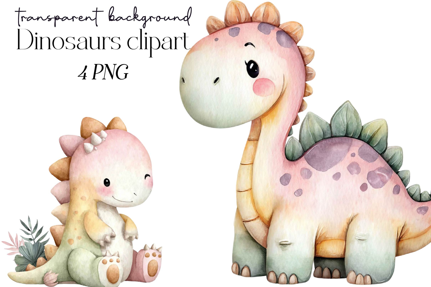 Dinosaurs watercolor clipart product image 1