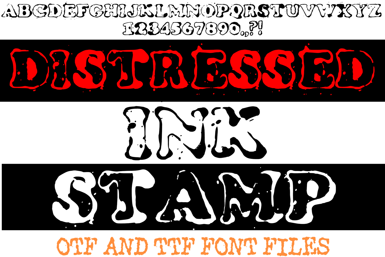 Distressed Ink Stamp Font Vintage Typeface Bold Handmade Display by Squeeb Creative