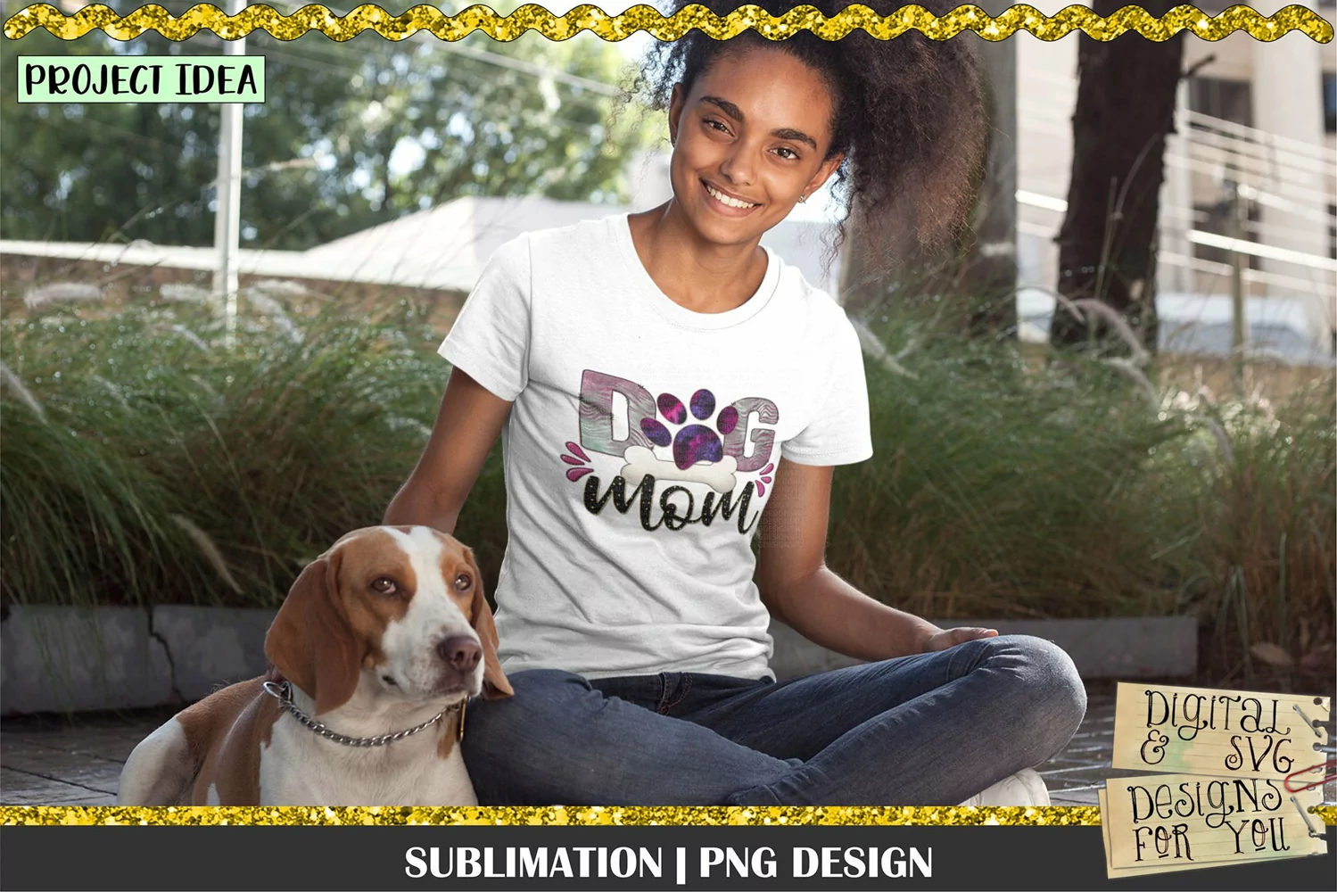Dog Mom | Black Burgundy Green | Sublimation Design | Mom product image 1