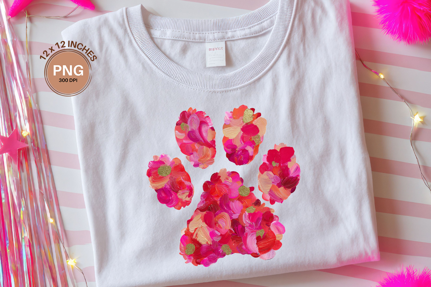 Dog Paw Valentine Heart Paint Clipart Love Pink Heart PNG product image 1