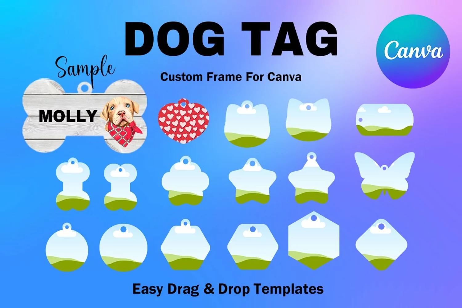 Dog Tag Canva Frame Pet Tag Frame Editable Template product image 1