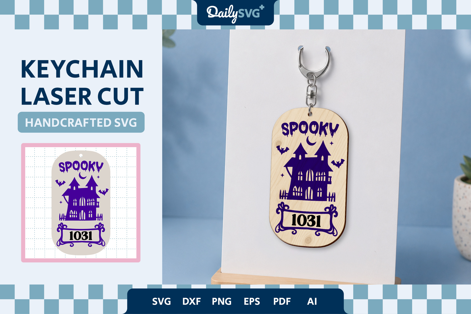 Haunted House Halloween Keychain SVG product image 1