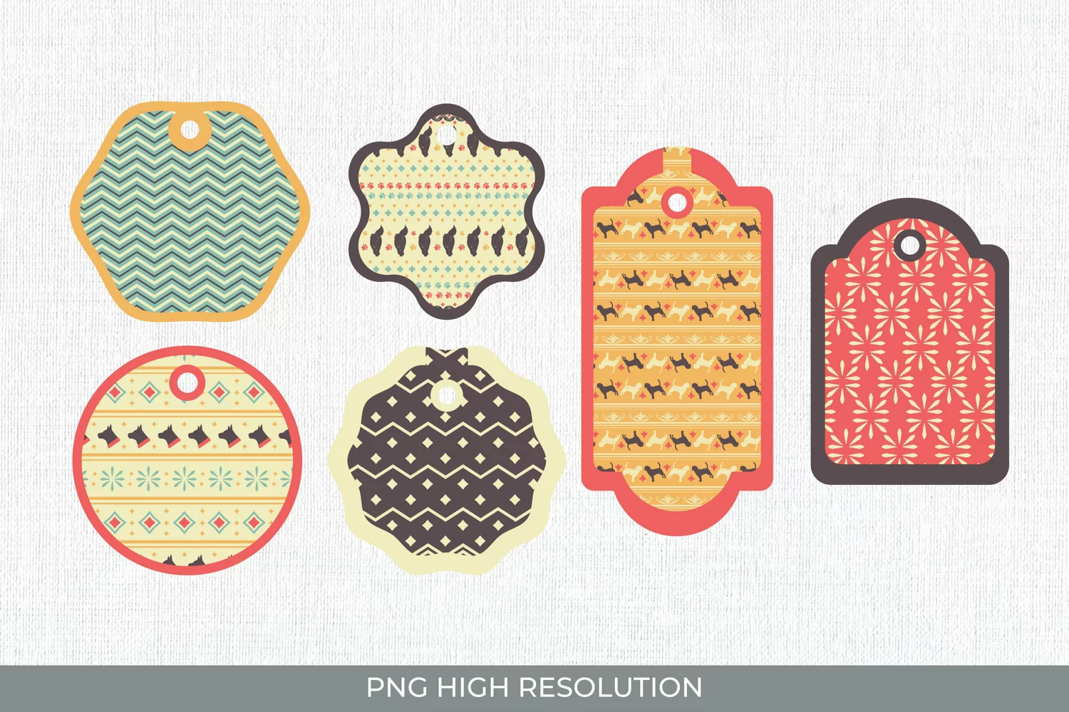 Dog Vintage Patterned Shaped Tag product image 1