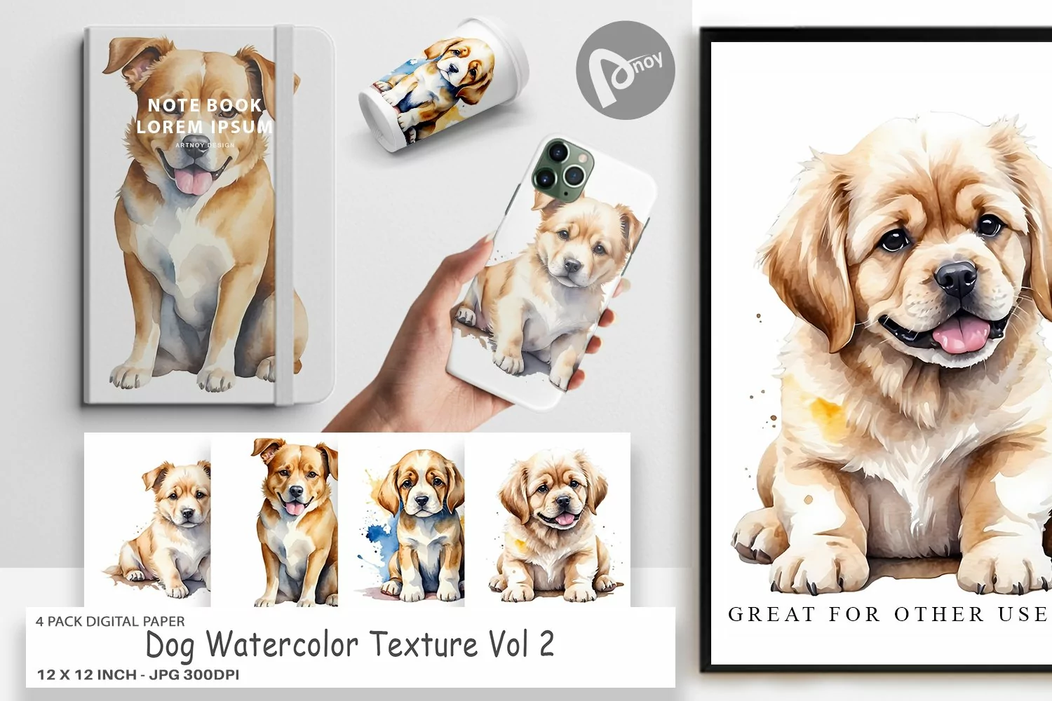 Digital Paper Dog Watercolor Texture product image 1