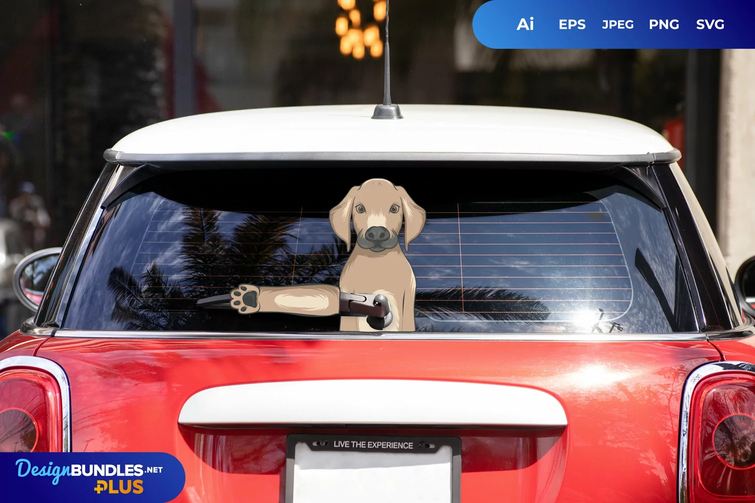 Dog Waving Rear Wiper Car Decal Sticker product image 1