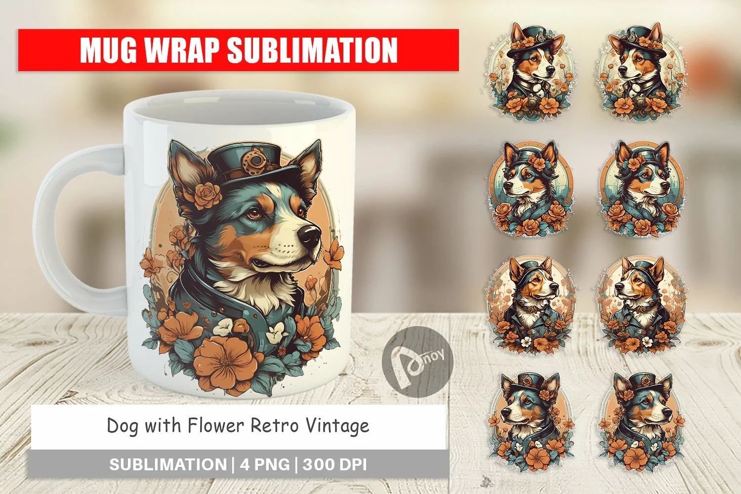 Mug Wrap Design Steampunk Dog product image 1