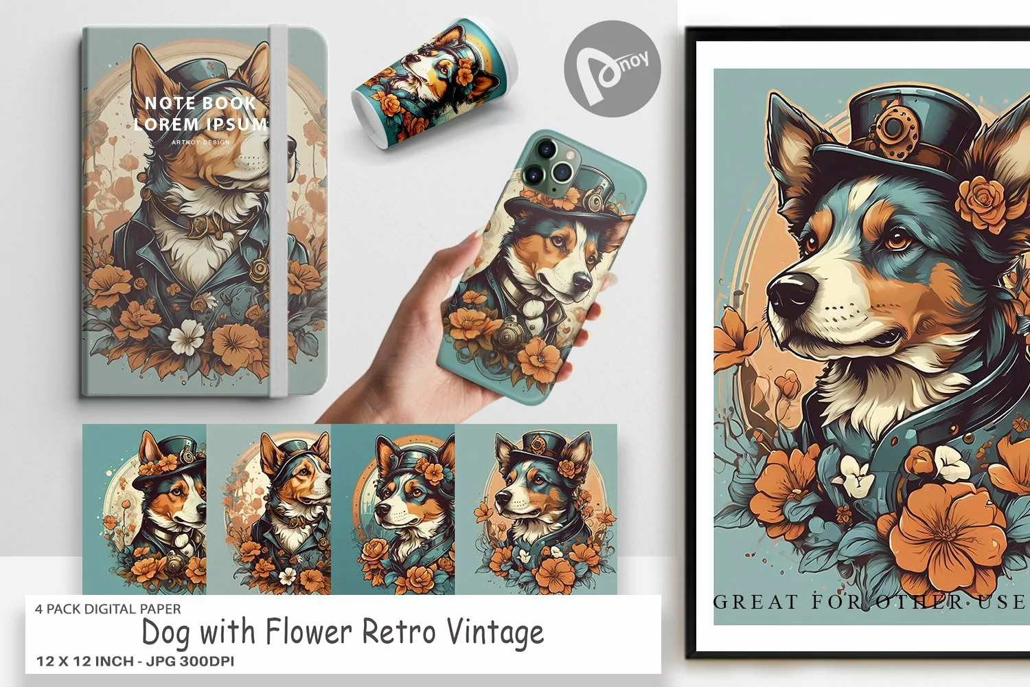 Digital Paper Steampunk Dog product image 1