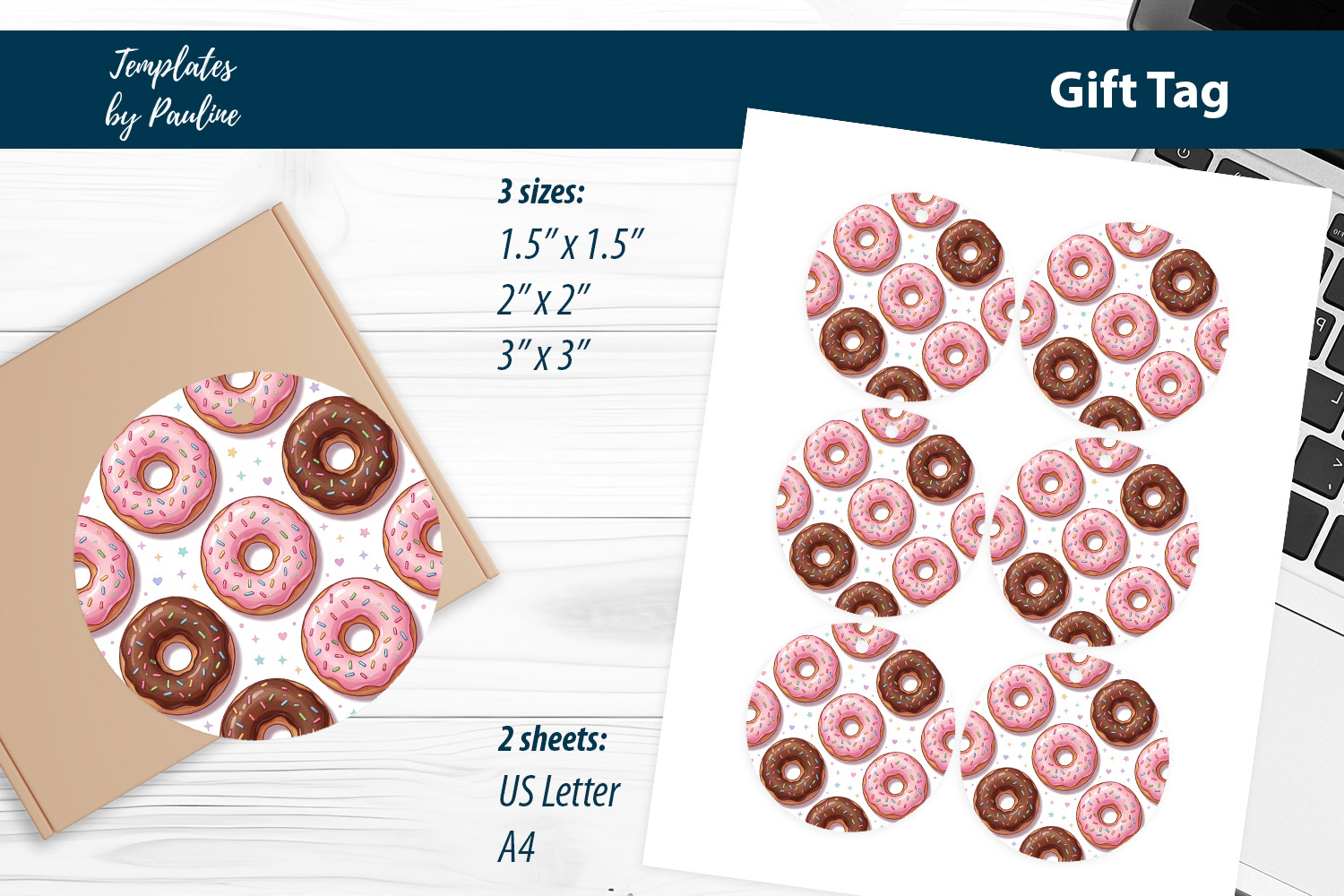 Donut Gift Tags Printable for Packaging product image 1