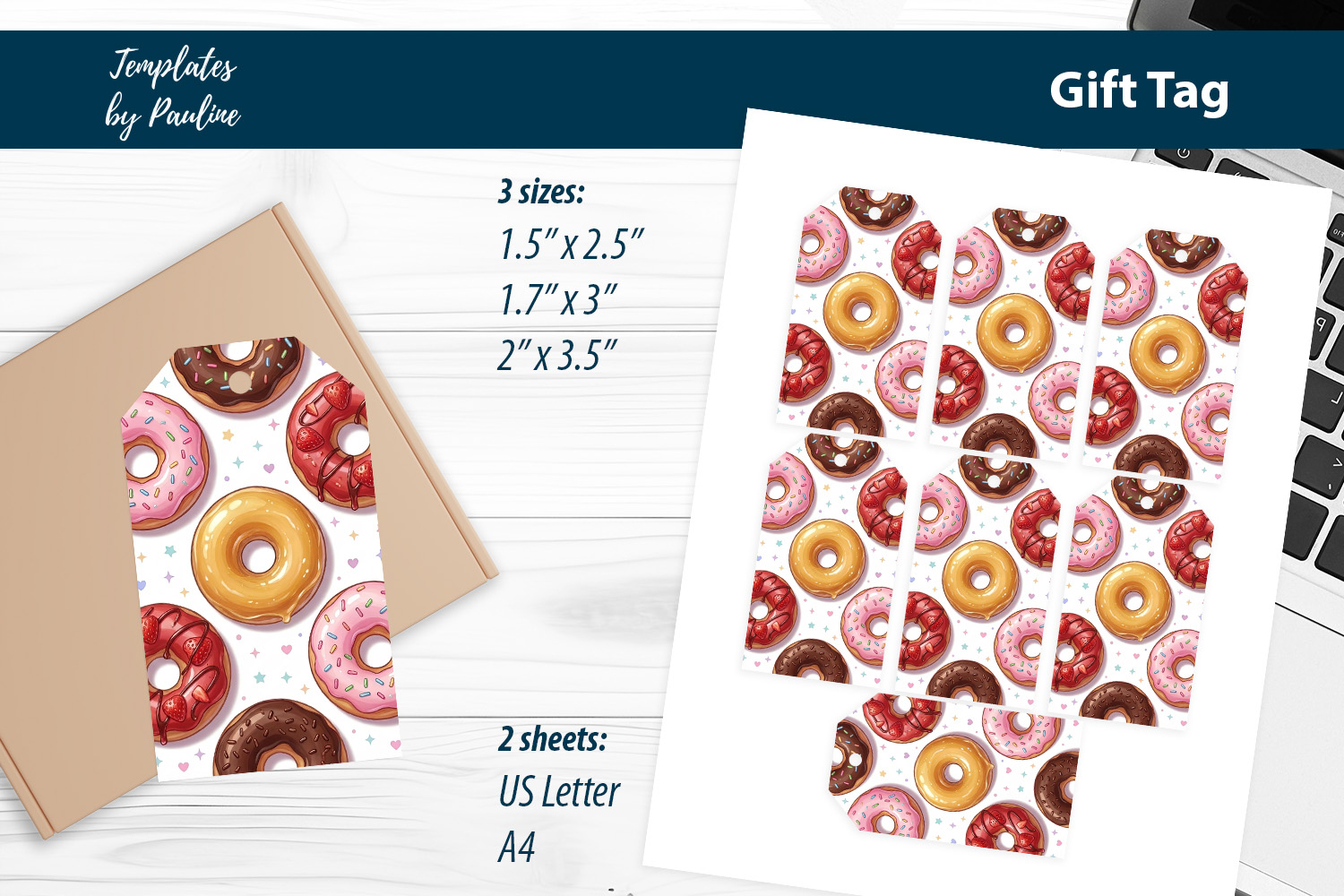 Donut Thank You Tags for Home Bakery Print and Cut product image 1