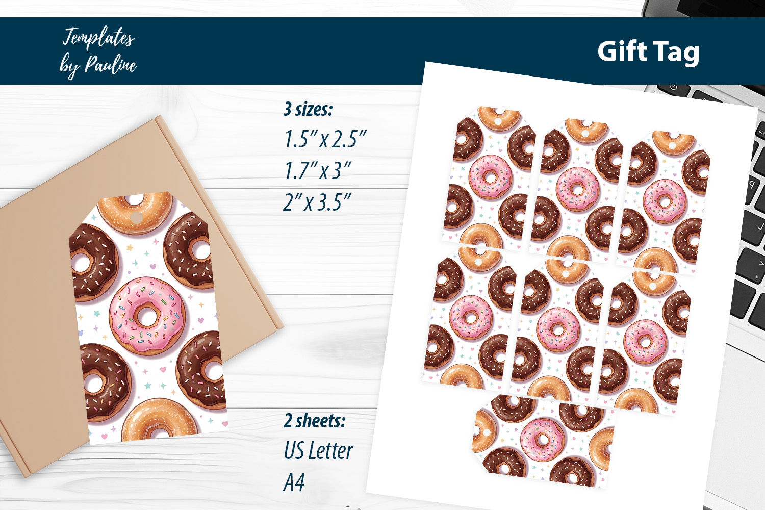 Donut Teacher Appreciation Gift Tags Print and Cut product image 1