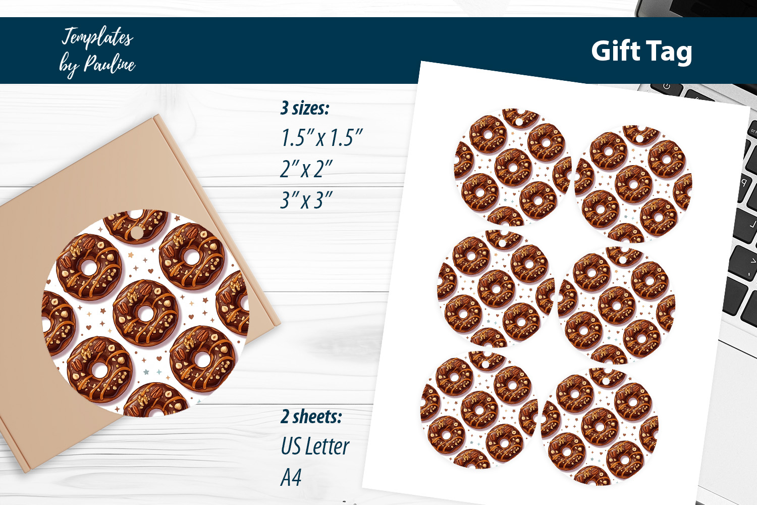 Donut Gift Tags Printable for Packaging product image 1