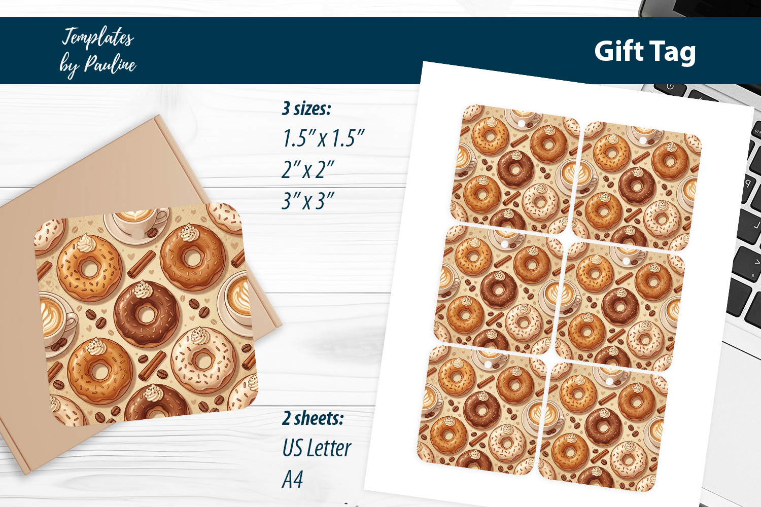 Cute Treat Tags for Coffee Shop Packaging Print and Cut product image 1