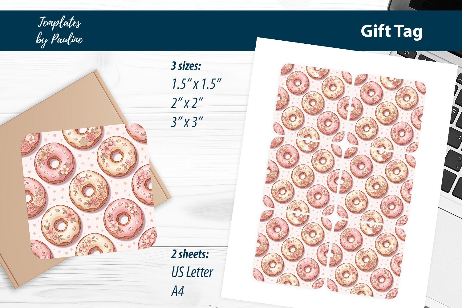 Funny Donut Love Tag, Unique Wedding Gift Tags Print and Cut product image 1