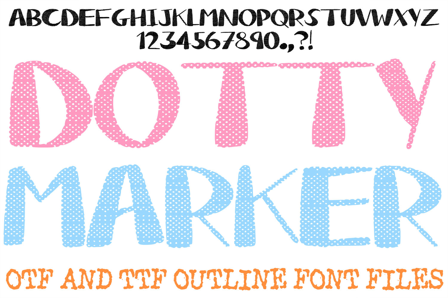 Dotty Marker ABC Font Typeface Chunky Doodle Alphabet OTF Illustration by Squeeb Creative