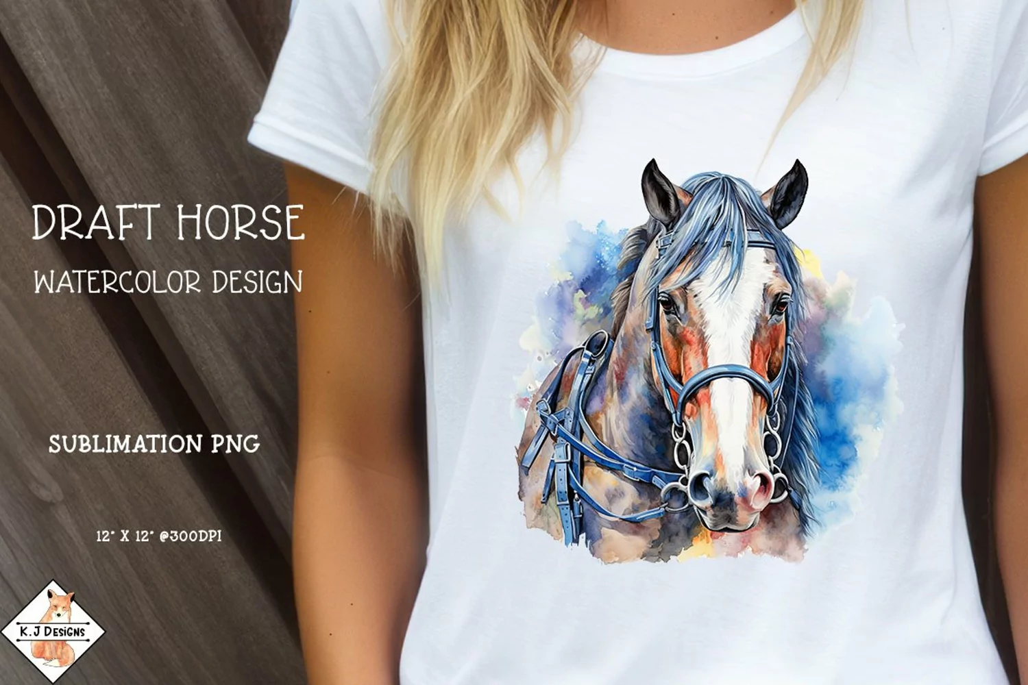 Draft Horse Watercolor Design Sublimation product image 1