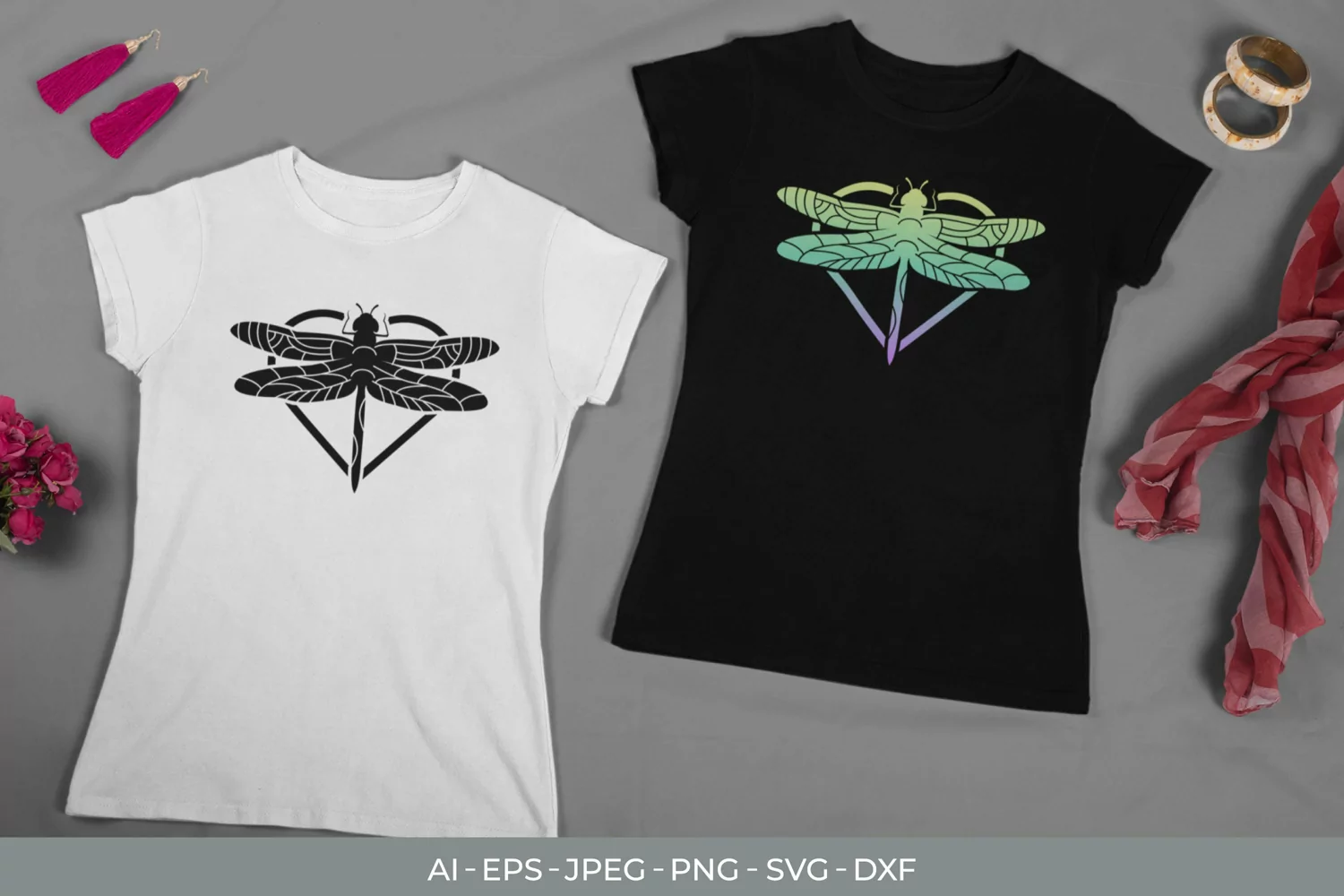 Dragonfly in Heart with Gradient Color SVG product image 1