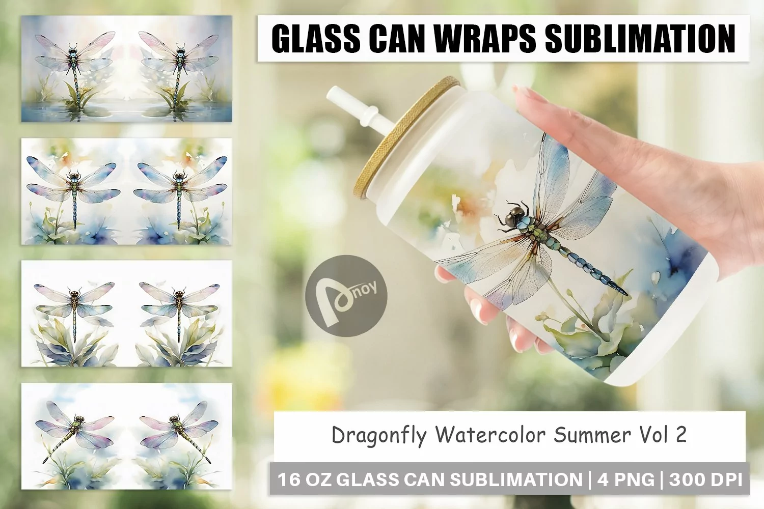 Glass Can Wraps Dragonfly Summer product image 1