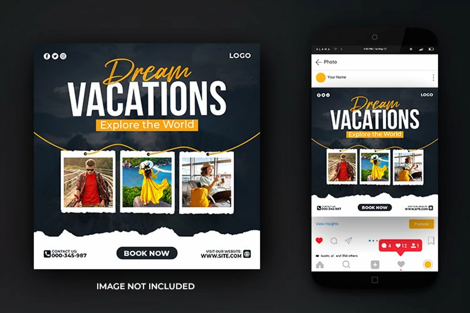 Dream Vacation & Travel and Tours Social Media Post Template product image 1