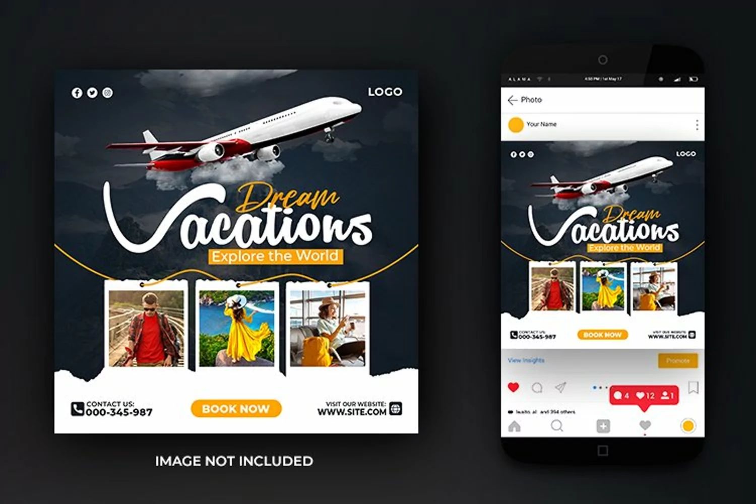 Dream Vacation Tour and Travel Adventure Social Media Post product image 1