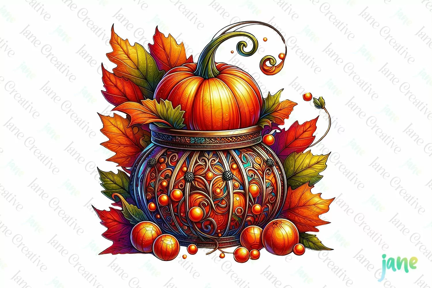 Autumn in a Jar Watercolor Sublimation product image 1
