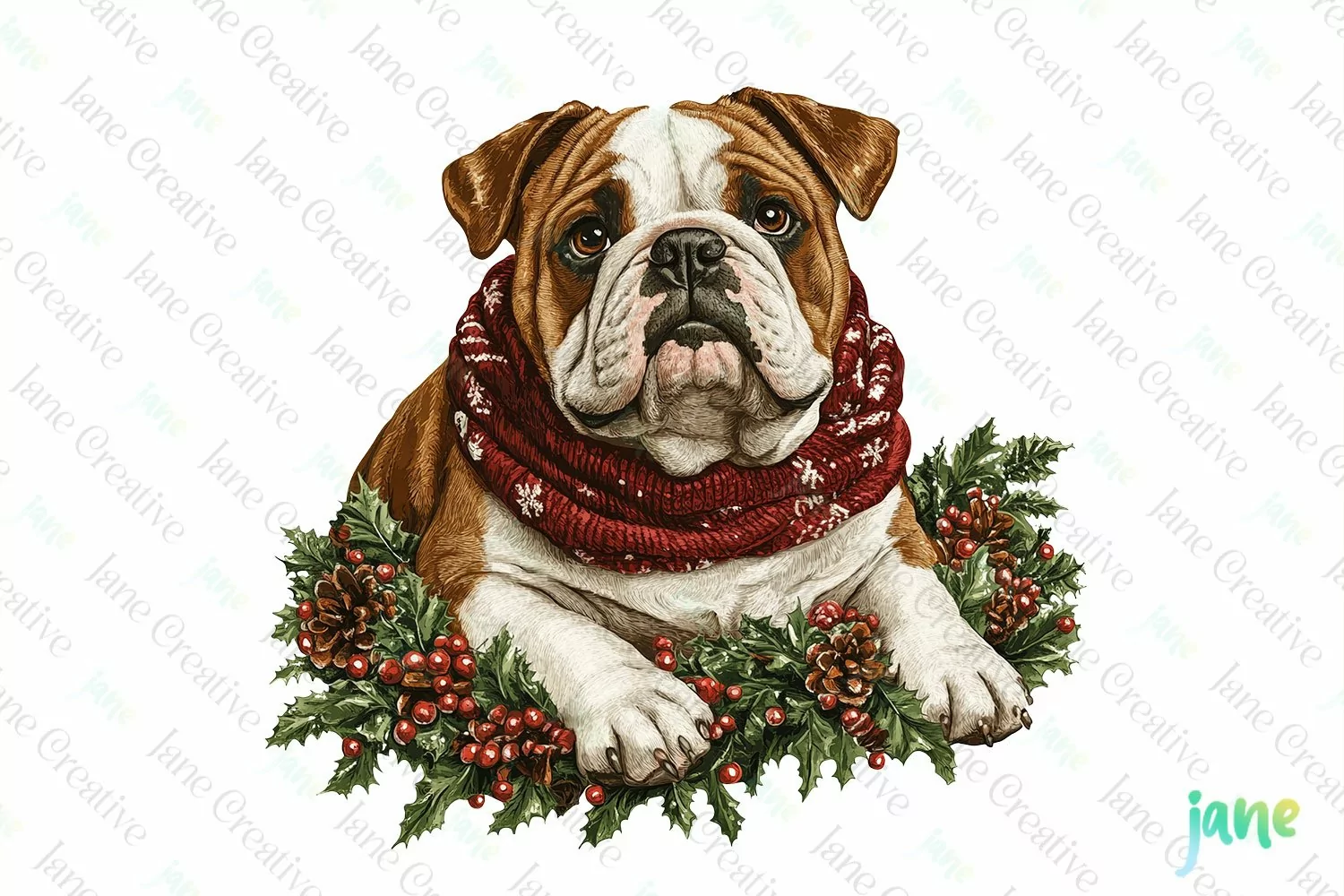 Bulldog Dog Old Vintage Christmas Sublimation product image 1