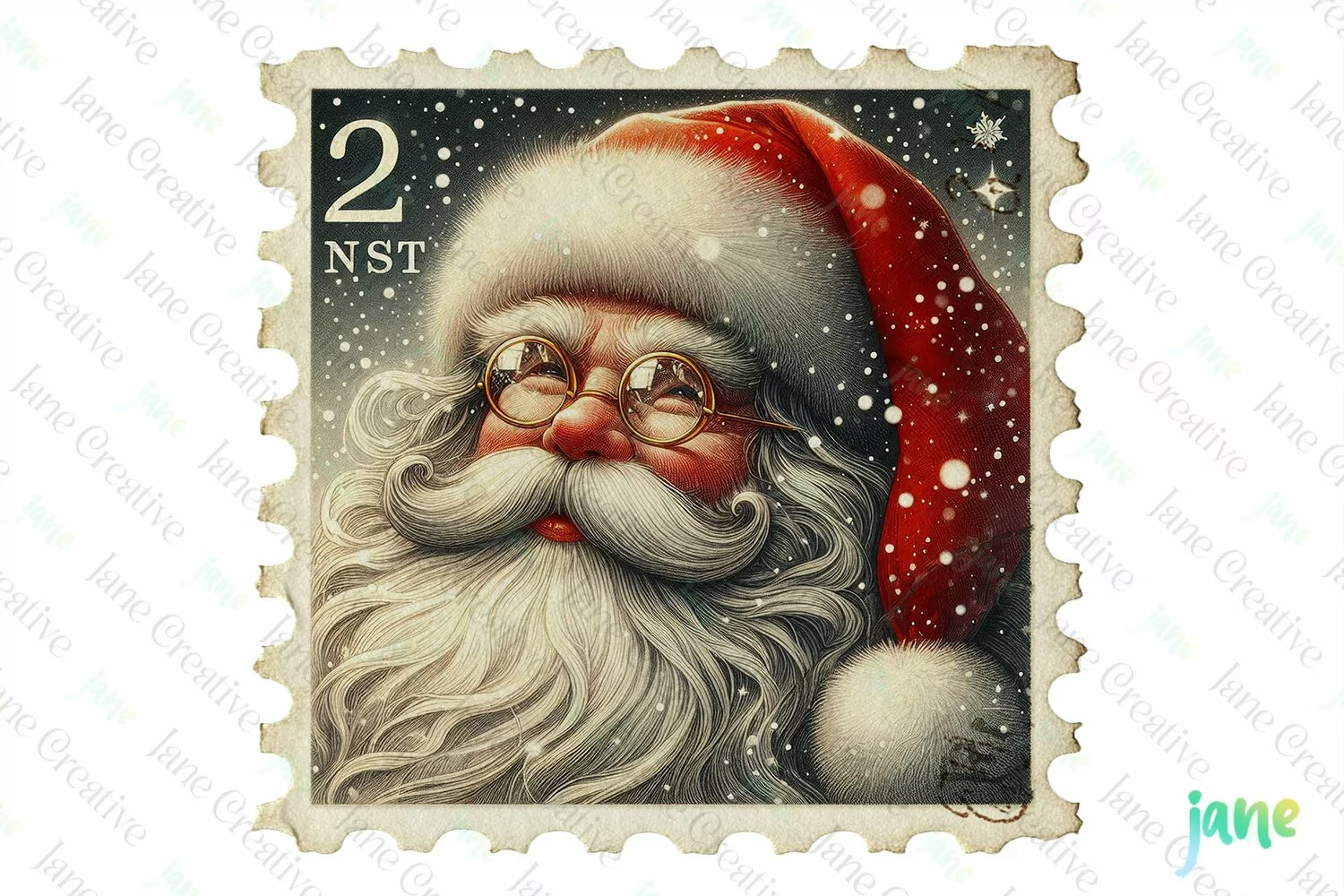 Postage Stamp Santa Claus Clipart product image 1